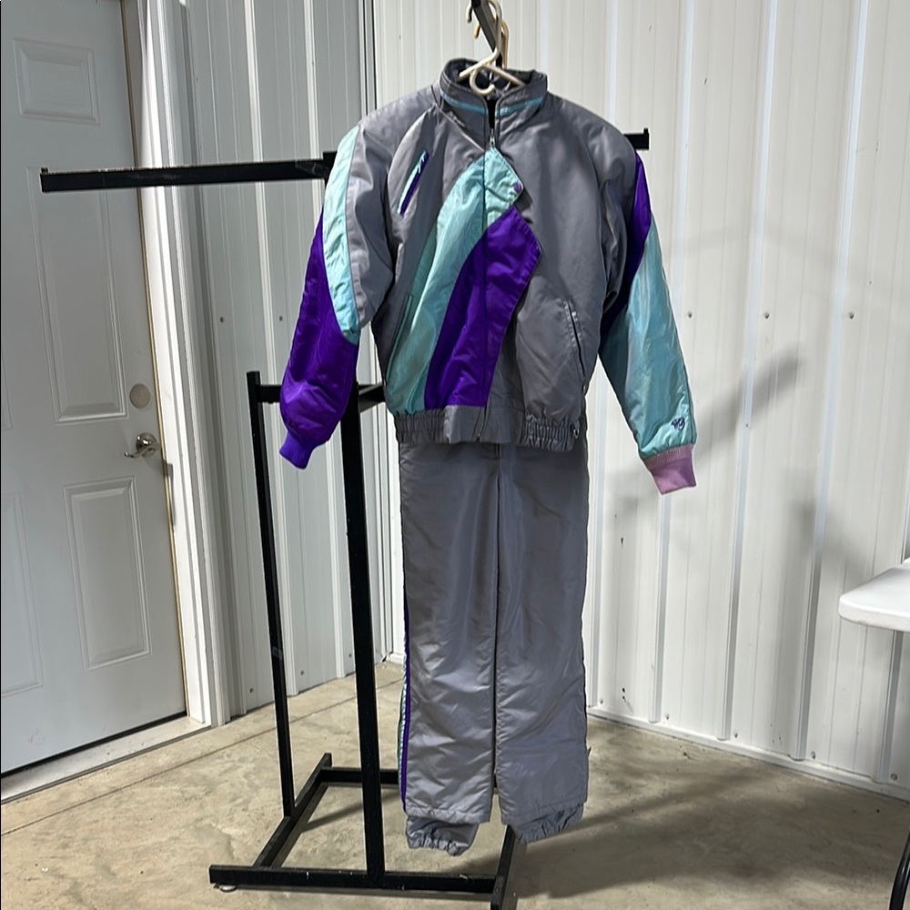 Stylish Kids' Purple and Teal Puffer Jacket Set